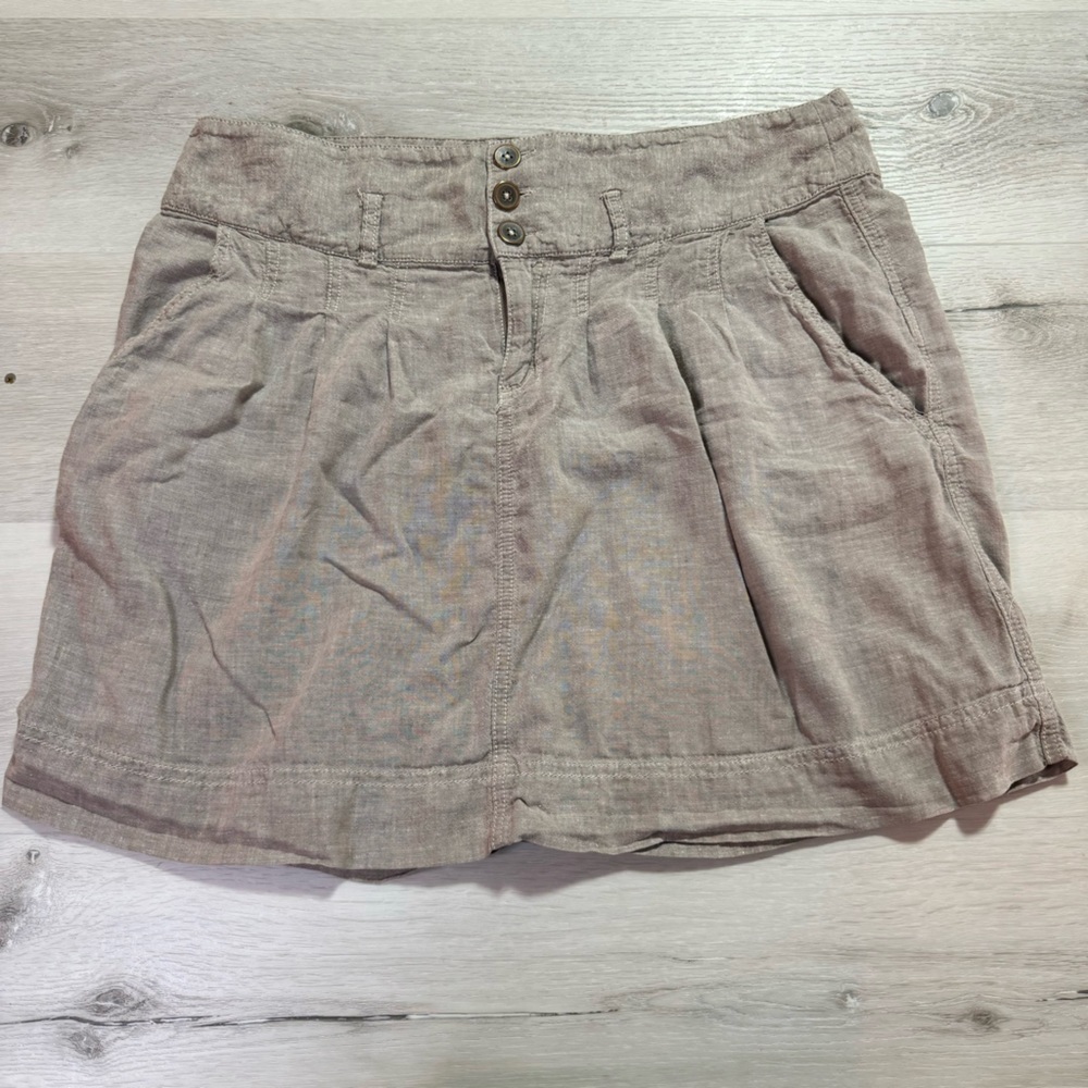 Royal Robbins Beige Hemp Cotton A-Line Mini Skirt, Size 14